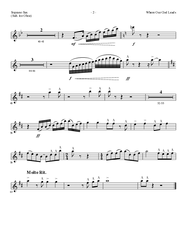 Where Our God Leads (Choral Anthem SATB) Soprano Sax (Lillenas Choral / Arr. David Clydesdale)