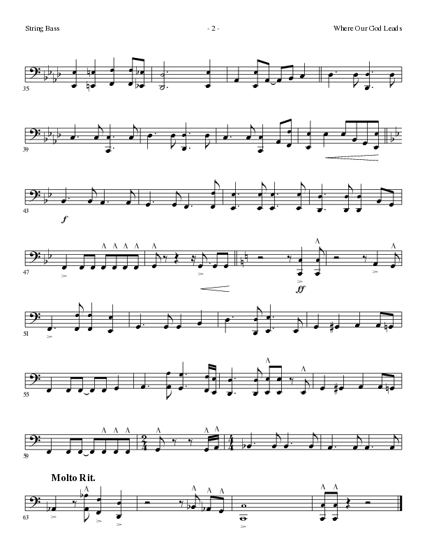 Where Our God Leads (Choral Anthem SATB) String Bass (Lillenas Choral / Arr. David Clydesdale)