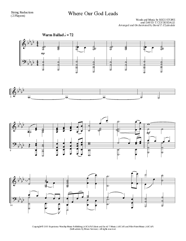Where Our God Leads (Choral Anthem SATB) String Reduction (Lillenas Choral / Arr. David Clydesdale)