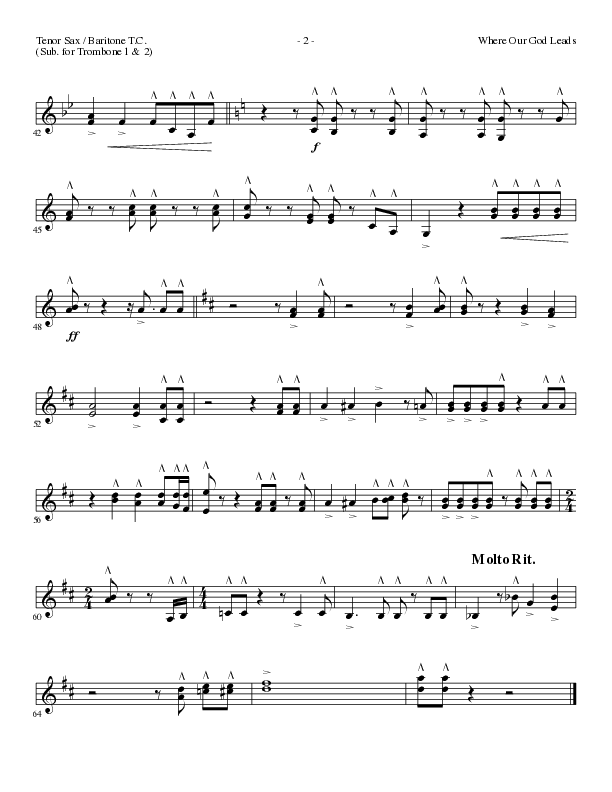 Where Our God Leads (Choral Anthem SATB) Tenor Sax/Baritone T.C. (Lillenas Choral / Arr. David Clydesdale)