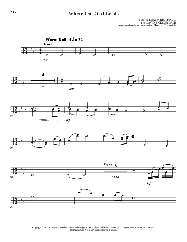 Where Our God Leads (Choral Anthem SATB) Viola (Lillenas Choral / Arr. David Clydesdale)