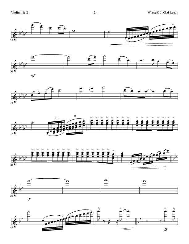 Where Our God Leads (Choral Anthem SATB) Violin 1/2 (Lillenas Choral / Arr. David Clydesdale)