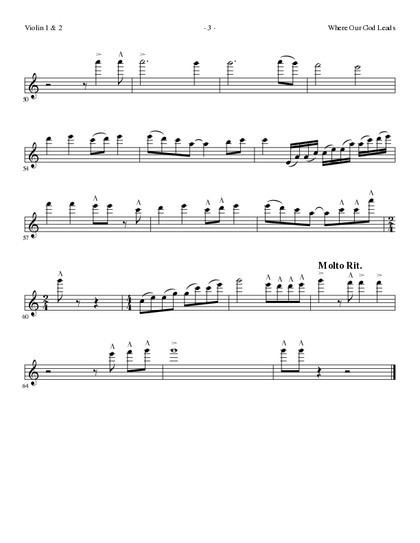 Where Our God Leads (Choral Anthem SATB) Violin 1/2 (Lillenas Choral / Arr. David Clydesdale)