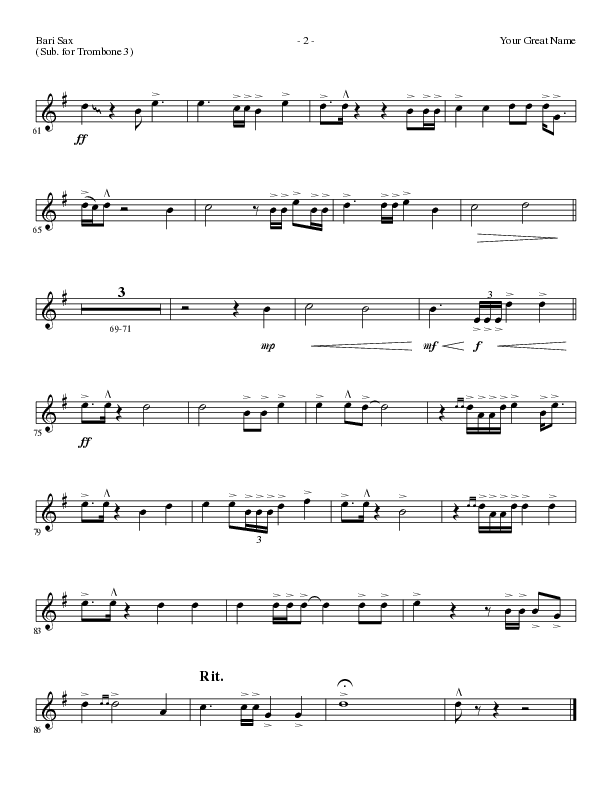 Your Great Name (Choral Anthem SATB) Bari Sax (Lillenas Choral / Arr. Gary Rhodes)