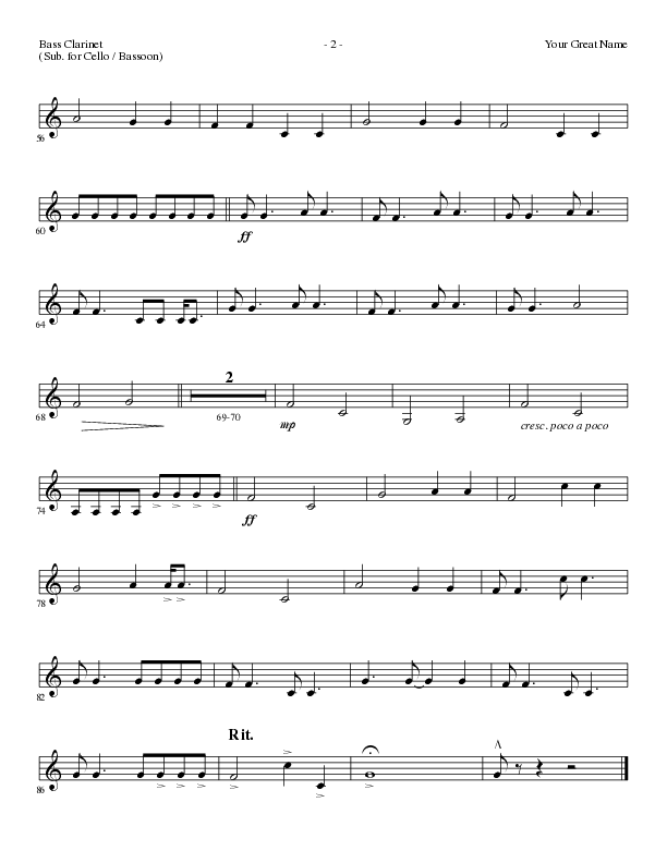 Your Great Name (Choral Anthem SATB) Bass Clarinet (Lillenas Choral / Arr. Gary Rhodes)