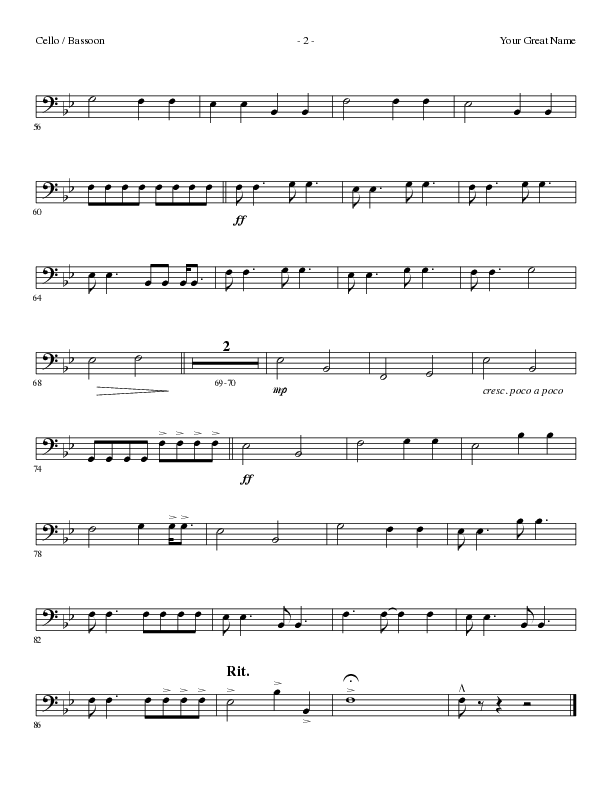 Your Great Name (Choral Anthem SATB) Cello (Lillenas Choral / Arr. Gary Rhodes)
