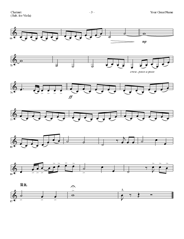 Your Great Name (Choral Anthem SATB) Clarinet (Lillenas Choral / Arr. Gary Rhodes)