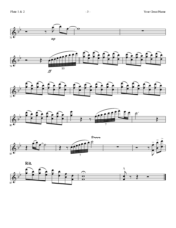 Your Great Name (Choral Anthem SATB) Flute 1/2 (Lillenas Choral / Arr. Gary Rhodes)