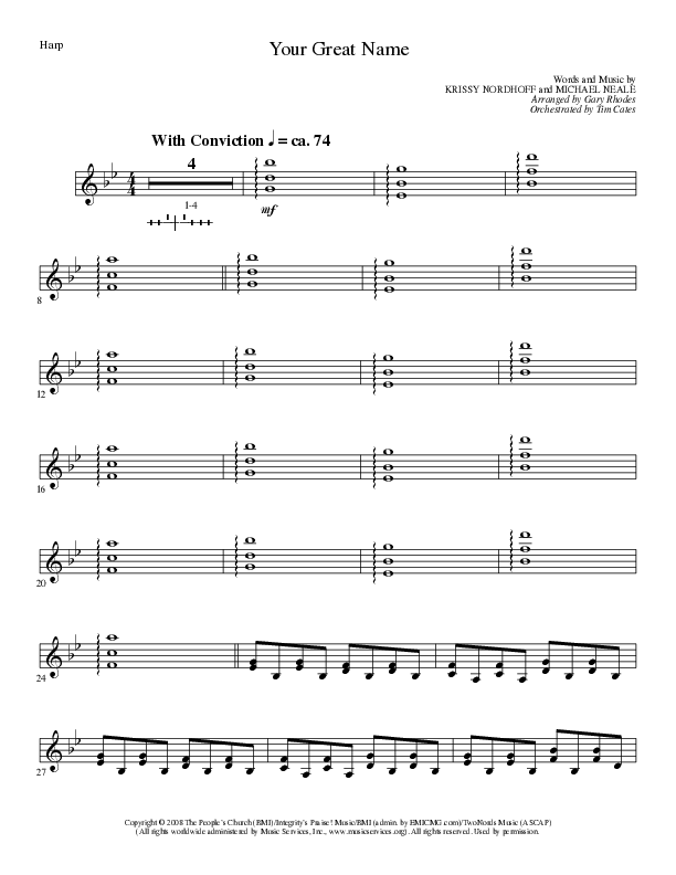 Your Great Name (Choral Anthem SATB) Harp (Lillenas Choral / Arr. Gary Rhodes)