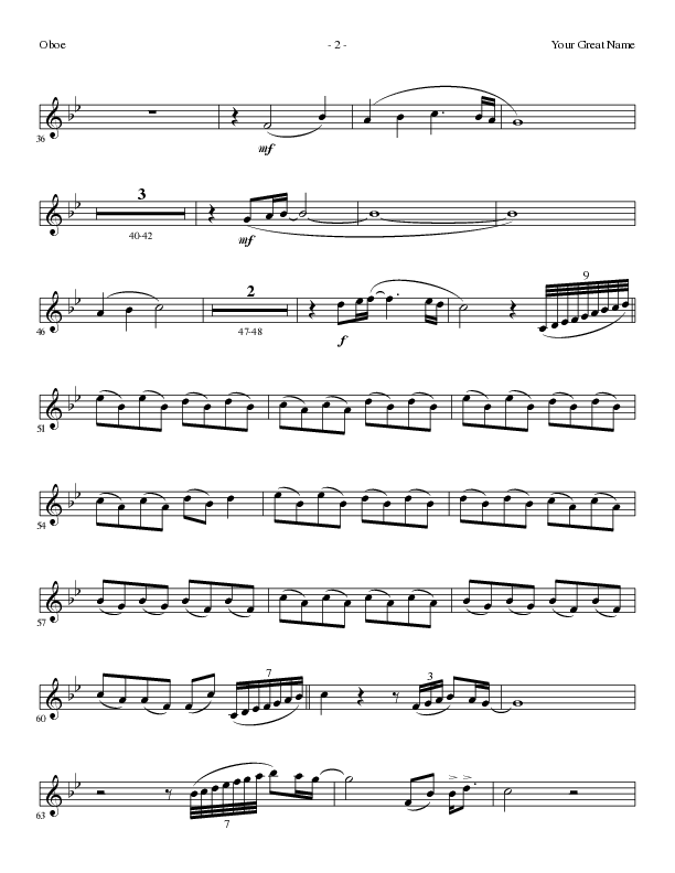 Your Great Name (Choral Anthem SATB) Oboe (Lillenas Choral / Arr. Gary Rhodes)