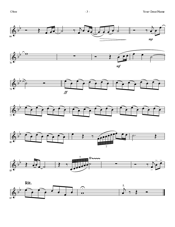Your Great Name (Choral Anthem SATB) Oboe (Lillenas Choral / Arr. Gary Rhodes)