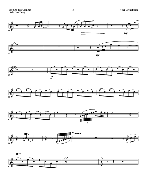 Your Great Name (Choral Anthem SATB) Soprano Sax (Lillenas Choral / Arr. Gary Rhodes)