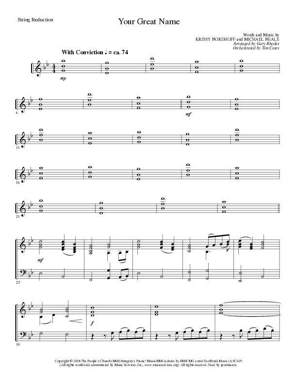 Your Great Name (Choral Anthem SATB) String Reduction (Lillenas Choral / Arr. Gary Rhodes)