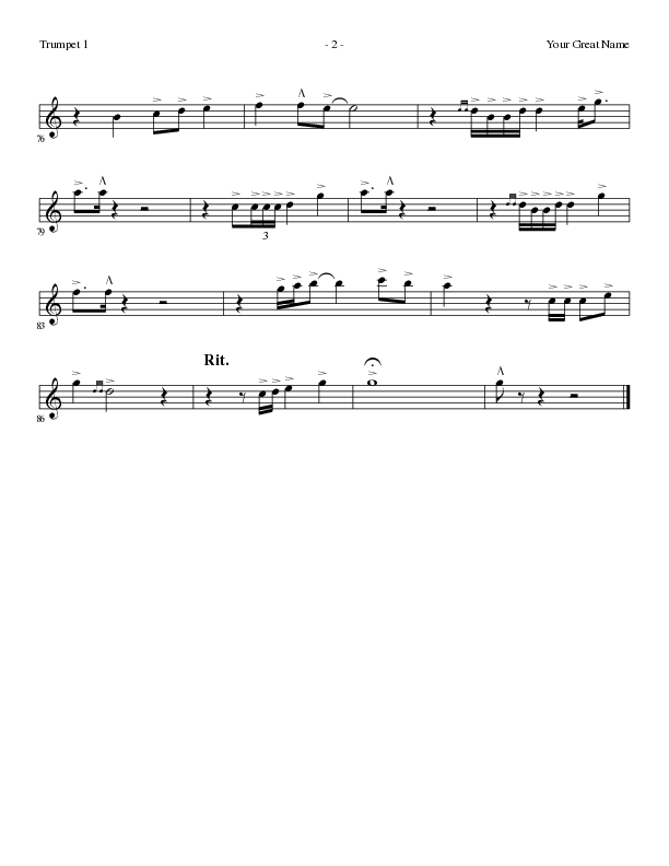 Your Great Name (Choral Anthem SATB) Trumpet 1 (Lillenas Choral / Arr. Gary Rhodes)