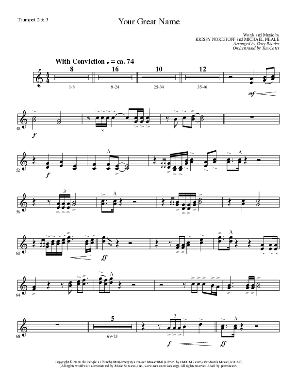 Your Great Name (Choral Anthem SATB) Trumpet 2/3 (Lillenas Choral / Arr. Gary Rhodes)