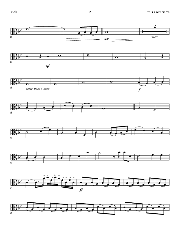 Your Great Name (Choral Anthem SATB) Viola (Lillenas Choral / Arr. Gary Rhodes)