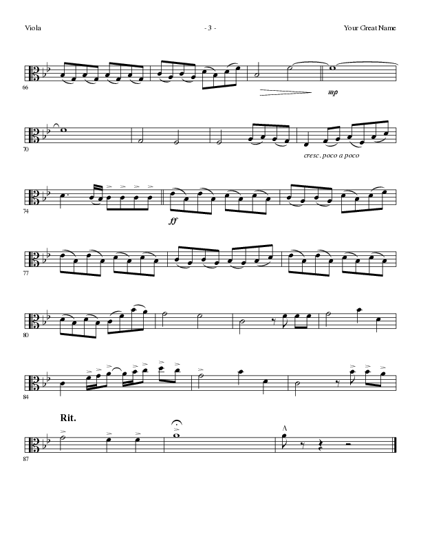 Your Great Name (Choral Anthem SATB) Viola (Lillenas Choral / Arr. Gary Rhodes)