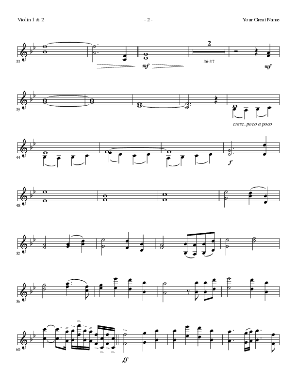 Your Great Name (Choral Anthem SATB) Violin 1/2 (Lillenas Choral / Arr. Gary Rhodes)