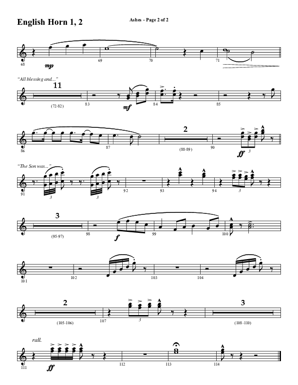 Ashes (Choral Anthem SATB) English Horn (Word Music Choral / Arr. J. Daniel Smith)