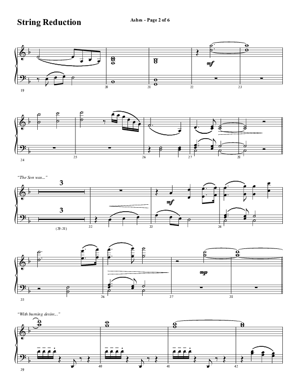 Ashes (Choral Anthem SATB) String Reduction (Word Music Choral / Arr. J. Daniel Smith)
