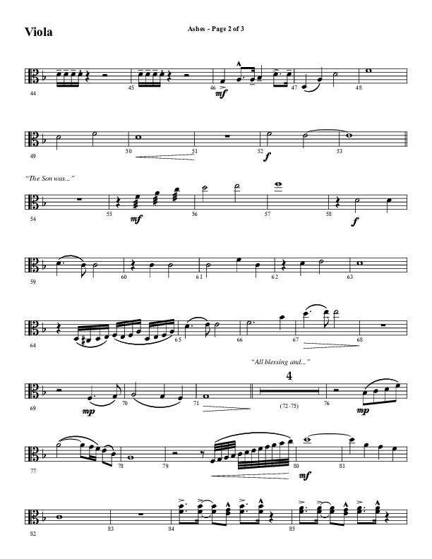 Ashes (Choral Anthem SATB) Viola (Word Music Choral / Arr. J. Daniel Smith)