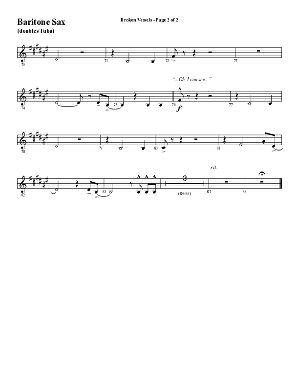Broken Vessels (Amazing Grace) (Choral Anthem SATB) Bari Sax (Word Music Choral / Arr. Tim Paul)