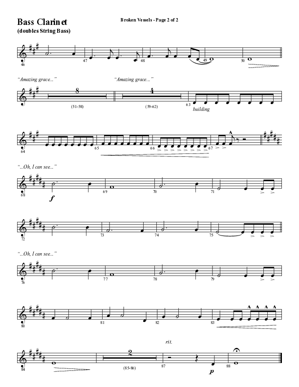 Broken Vessels (Amazing Grace) (Choral Anthem SATB) Bass Clarinet (Word Music Choral / Arr. Tim Paul)