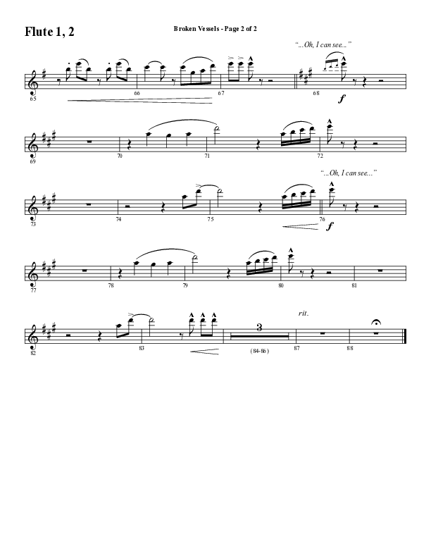 Broken Vessels (Amazing Grace) (Choral Anthem SATB) Flute 1/2 (Word Music Choral / Arr. Tim Paul)