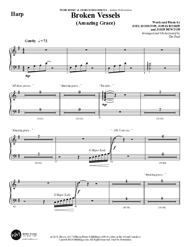 Broken Vessels (Amazing Grace) (Choral Anthem SATB) Harp (Word Music Choral / Arr. Tim Paul)