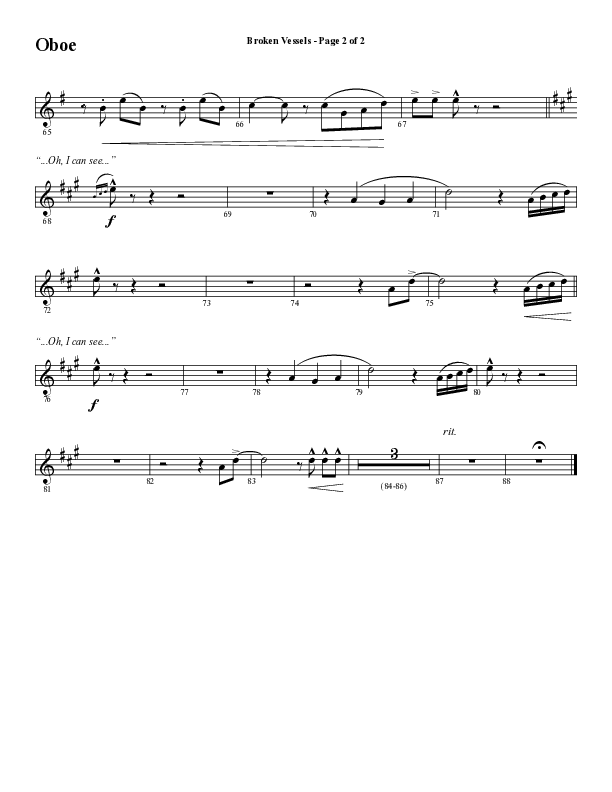 Broken Vessels (Amazing Grace) (Choral Anthem SATB) Oboe (Word Music Choral / Arr. Tim Paul)