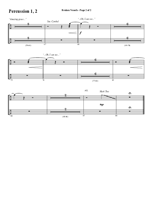 Broken Vessels (Amazing Grace) (Choral Anthem SATB) Percussion (Word Music Choral / Arr. Tim Paul)