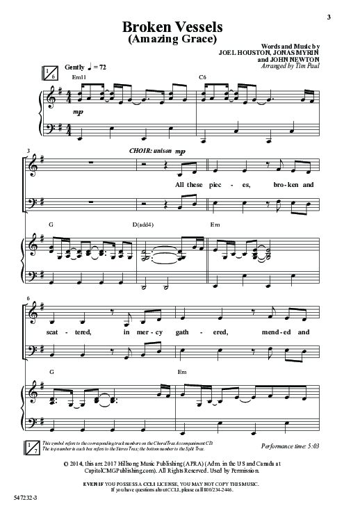 Broken Vessels (Amazing Grace) (Choral Anthem SATB) Anthem (SATB/Piano) (Word Music Choral / Arr. Tim Paul)
