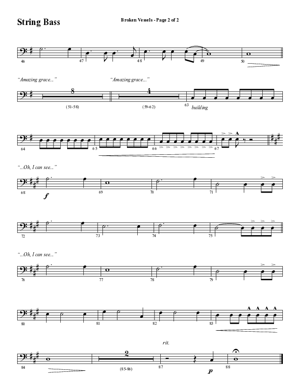 Broken Vessels (Amazing Grace) (Choral Anthem SATB) String Bass (Word Music Choral / Arr. Tim Paul)