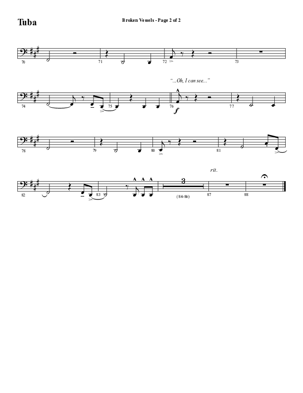 Broken Vessels (Amazing Grace) (Choral Anthem SATB) Tuba (Word Music Choral / Arr. Tim Paul)