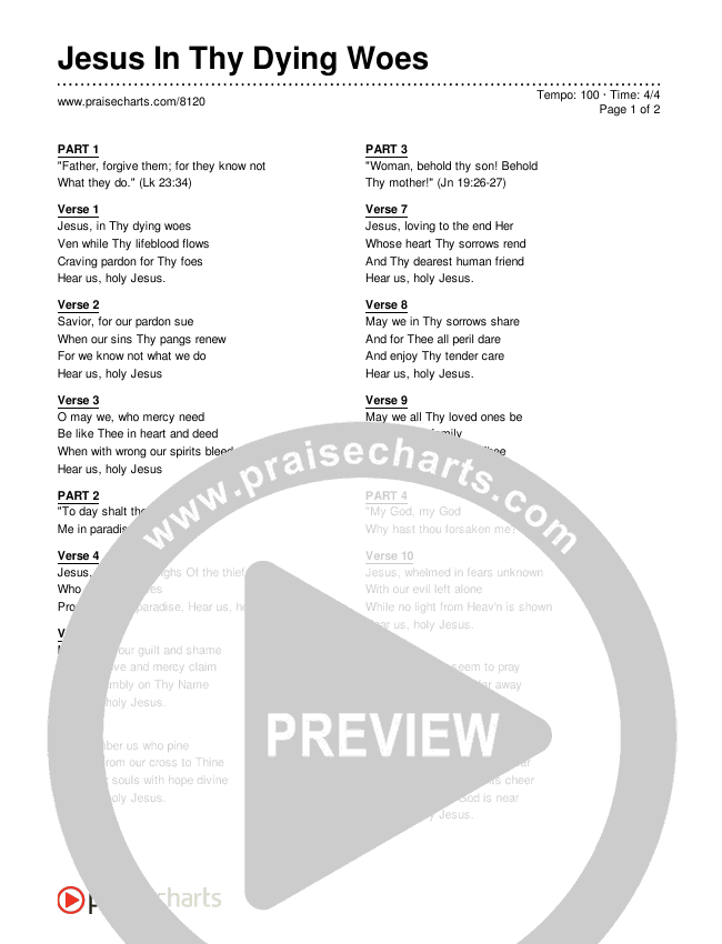 Jesus In Thy Dying Woes Lyrics (Traditional Hymn)