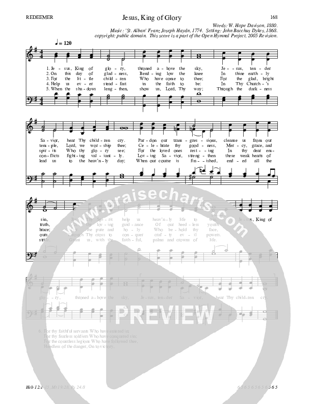 Jesus King of Glory Hymn Sheet (SATB) (Traditional Hymn)