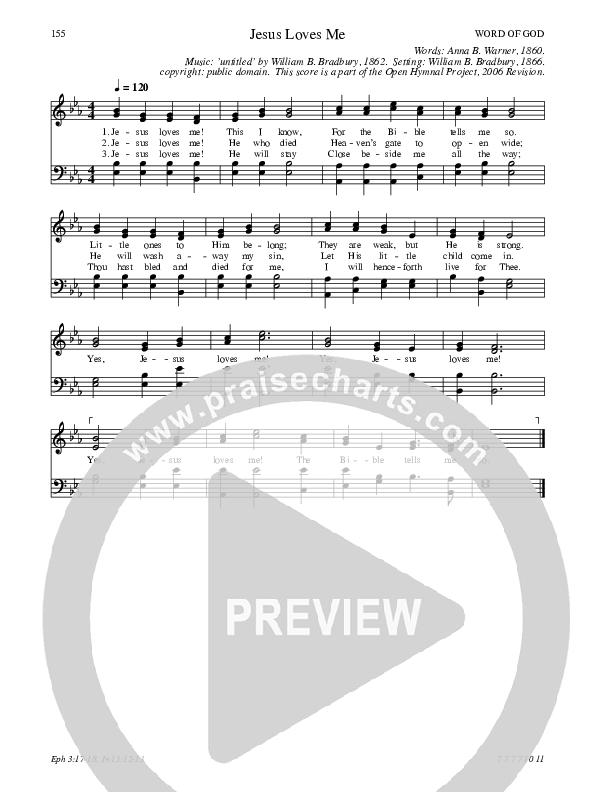 Jesus Loves Me Hymn Sheet (SATB) (Traditional Hymn)