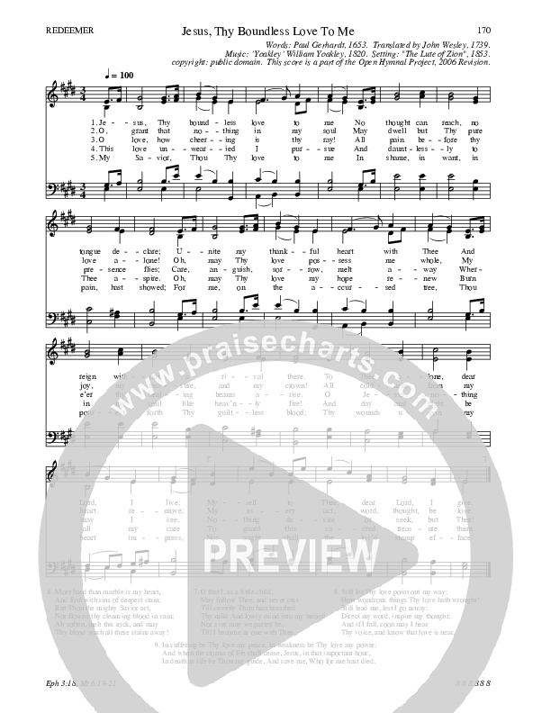 Jesus, Thy Boundless Love To Me Hymn Sheet (SATB) (Traditional Hymn)