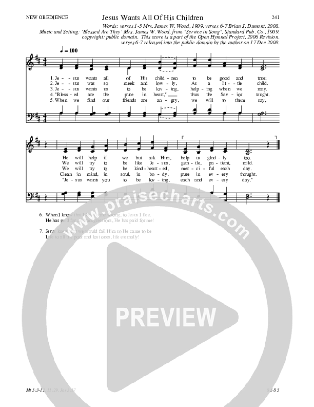 Jesus Wants All Of His Children Hymn Sheet (SATB) (Traditional Hymn)