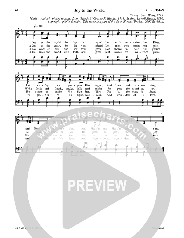 Joy to the World Hymn Sheet (SATB) (Traditional Hymn)