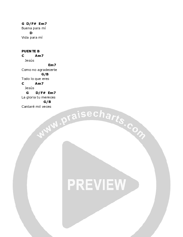 Vida Para Mi Chord Chart (Lakepointe Music / Keila Marin)