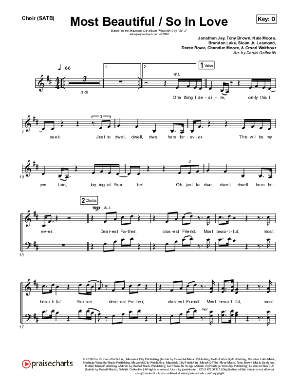 Most Beautiful / So In Love Choir Sheet (SATB) (Maverick City Music / Chandler Moore)