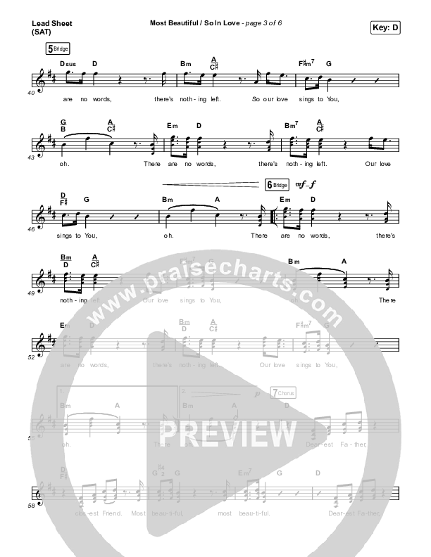 Most Beautiful / So In Love Lead Sheet (SAT) (Maverick City Music / Chandler Moore)