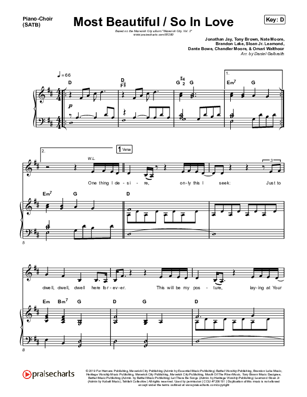 Most Beautiful / So In Love Piano/Vocal (SATB) (Maverick City Music / Chandler Moore)