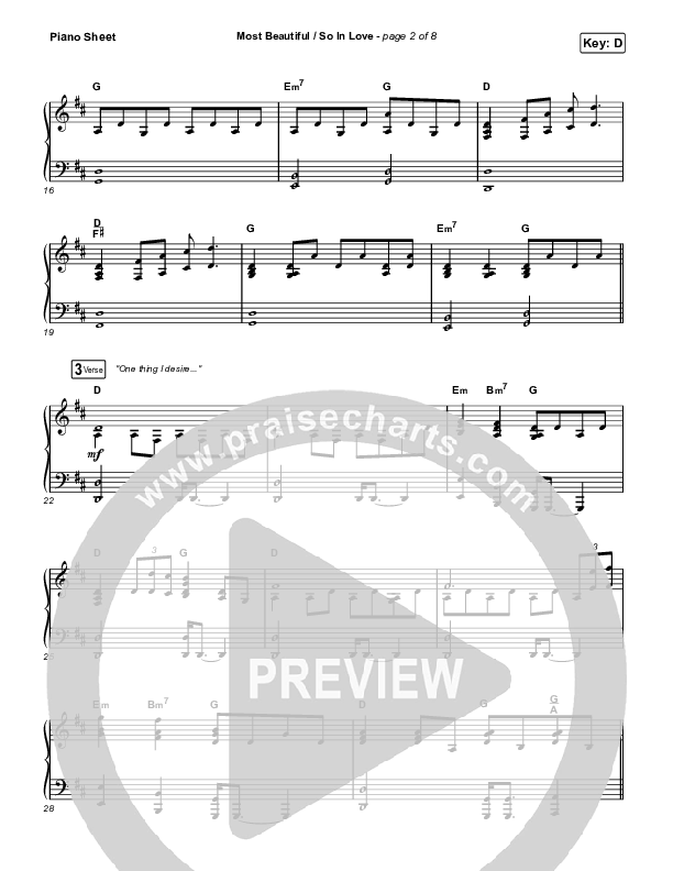 Most Beautiful / So In Love Piano Sheet (Maverick City Music / Chandler Moore)