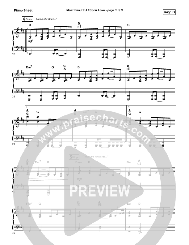 Most Beautiful / So In Love Piano Sheet (Maverick City Music / Chandler Moore)