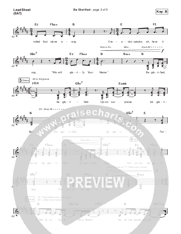 Be Glorified Lead Sheet (SAT) (Lindy Cofer / Circuit Rider Music)