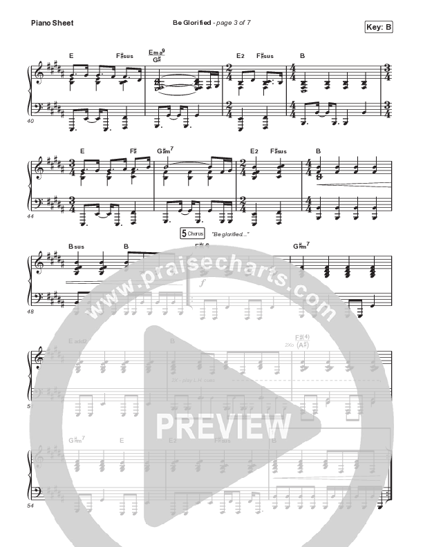 Be Glorified Piano Sheet (Lindy Cofer / Circuit Rider Music)