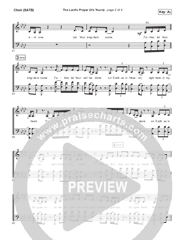 The Lord's Prayer (It's Yours) (Acoustic) Choir Sheet (SATB) (Matt Maher)