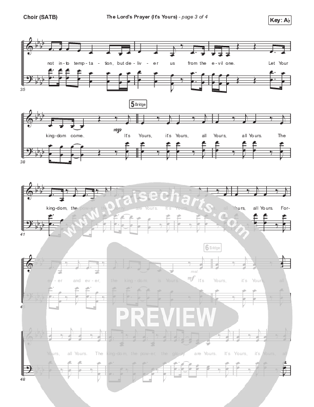 The Lord's Prayer (It's Yours) (Acoustic) Choir Sheet (SATB) (Matt Maher)